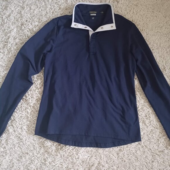 Polo Golf Ralph Lauren Men’s Long Sleeve Wicking Snap Collar Pullover Navy Blue - Picture 1 of 7